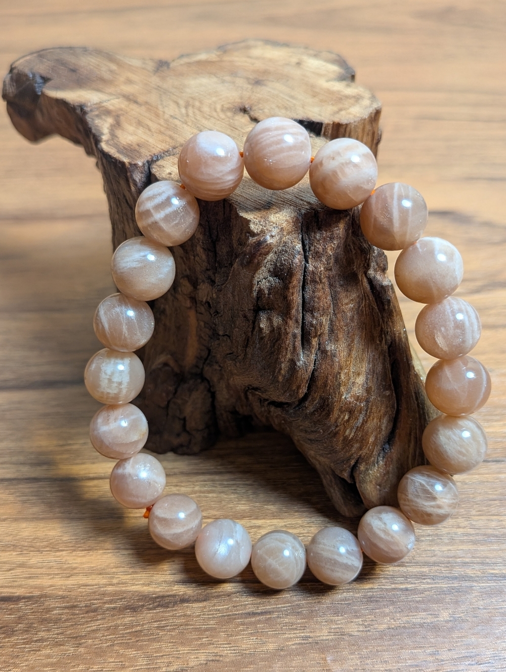 Peach Moonstone 10mm Crystal Bracelet